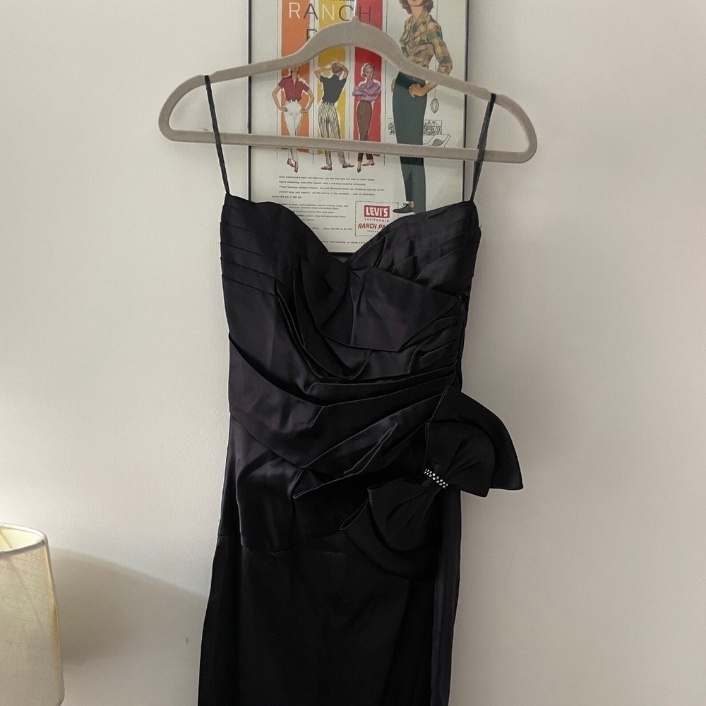 Vintage Gunne Sax for Jessica Mcclintock Satin Black Evening Dress